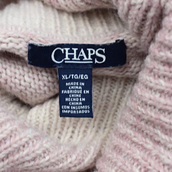 CHAPS Knit Cowl Neck Pullover Sweater Size XL Color Pink/Cream Ombre Gently Used - Picture 4 of 5